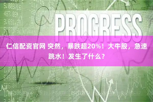仁信配资官网 突然，暴跌超20%！大牛股，急速跳水！发生了什么？